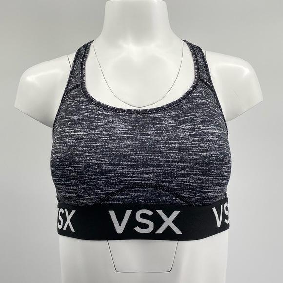 Victoria’s Sport VSX The Player Mesh Logo Band Sports Bra Heathered Grey S - Picture 2 of 13